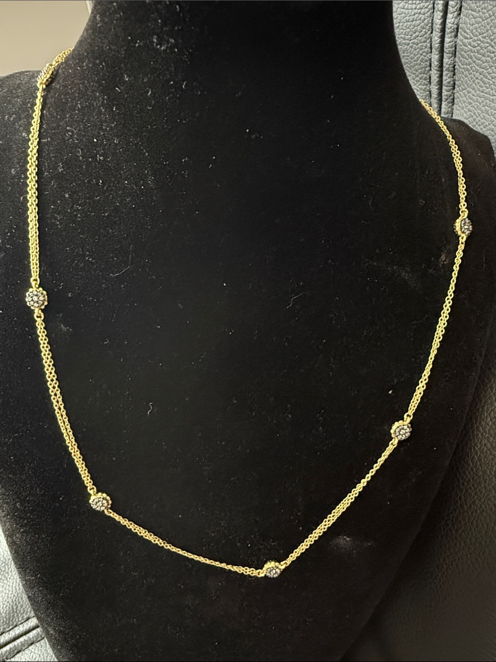 Freida Rothman Double Chain Flower Station Necklace